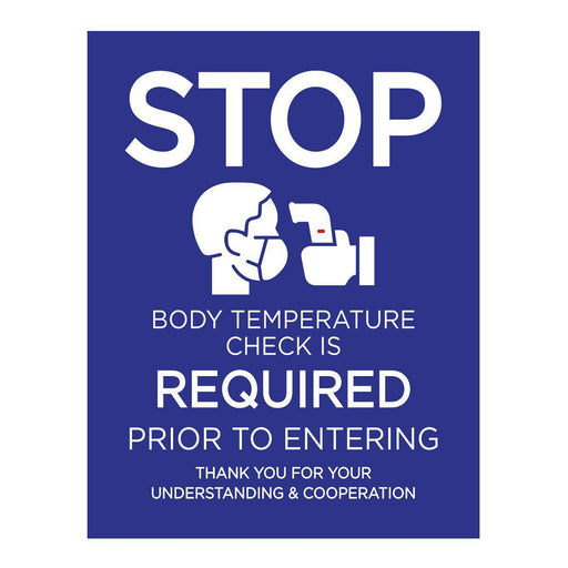Temperature Check Stop, Rectangle Covid Business Signs Vinyl Sticker Decals-Set of 10-Andaz Press-Body Temperature-