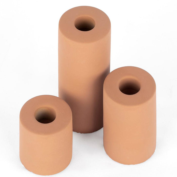 Terracotta Minimalist Ceramic Taper Candle Holders Modern Candle Holders-Set of 3-Koyal Wholesale-Terracotta-