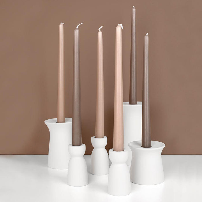 Terracotta Pillar and Taper Candle Holders, Modern Boho Stoneware Candle Holders-Set of 6-Koyal Wholesale-Terracotta-