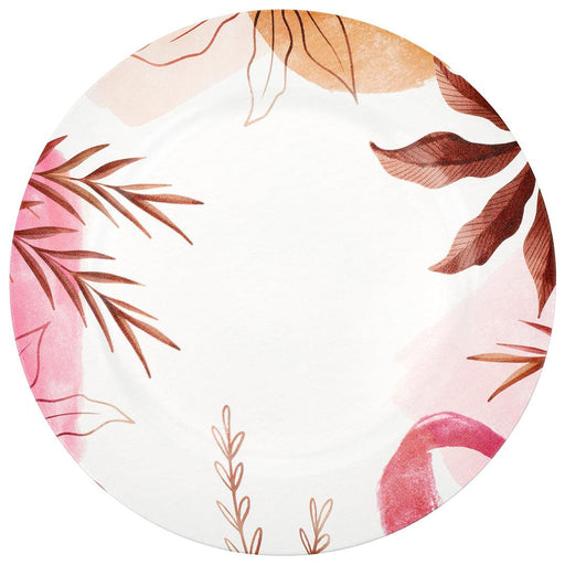 Terracotta Watercolor Leaves Acrylic Charger Plates-Set of 4-Koyal Wholesale-