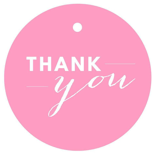 Thank You Circle Gift Tags, Chic Style-Set of 24-Andaz Press-Bubblegum Pink-