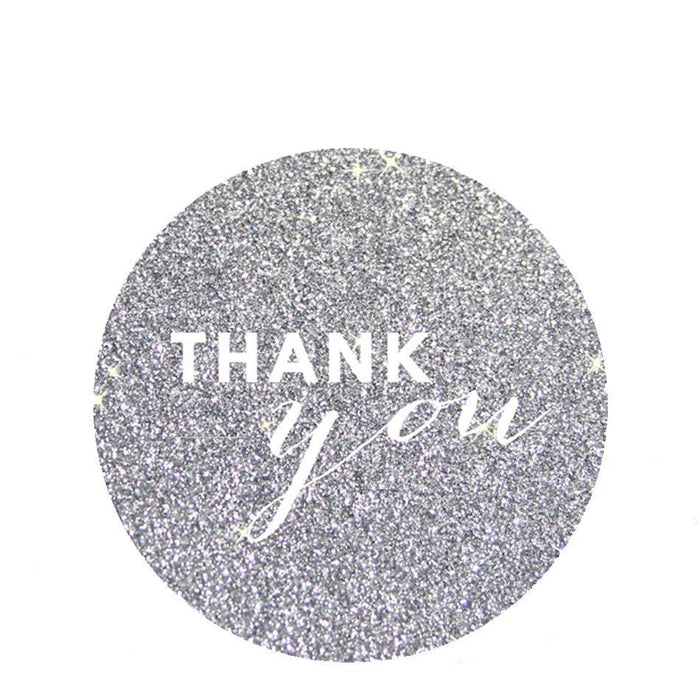 Thank You Circle Gift Tags, Chic Style-Set of 24-Andaz Press-Silver-