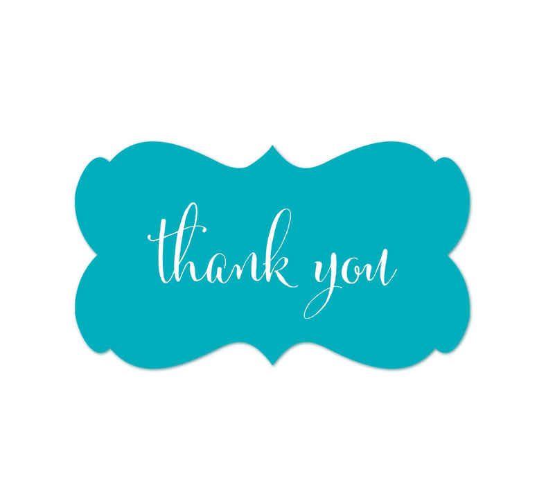 Thank You Fancy Frame Label Stickers-Set of 36-Andaz Press-Aqua Turquoise-