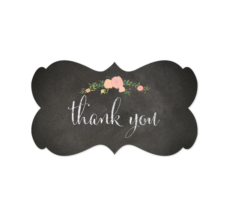 Thank You Fancy Frame Label Stickers-Set of 36-Andaz Press-Chalkboard Floral Roses-