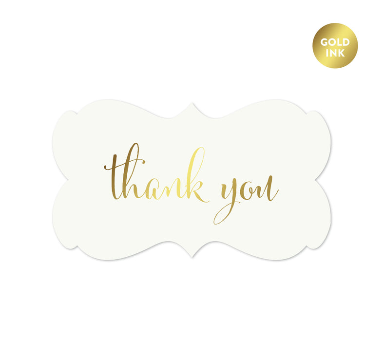 Thank You Fancy Frame Label Stickers-Set of 36-Andaz Press-Metallic Gold Ink-