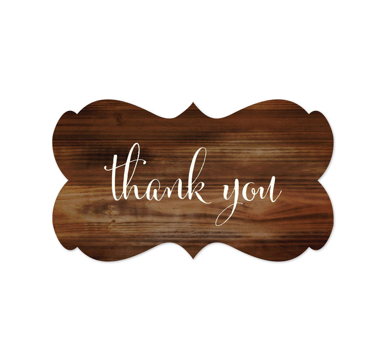 Thank You Fancy Frame Label Stickers-Set of 36-Andaz Press-Rustic Wood Print-