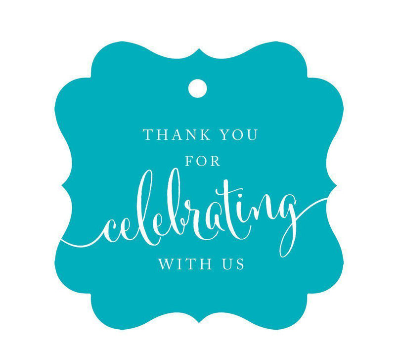 Thank You For Celebrating With Us Fancy Frame Gift Tags-Set of 24-Andaz Press-Aqua-