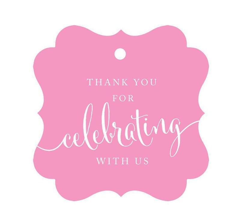 Thank You For Celebrating With Us Fancy Frame Gift Tags-Set of 24-Andaz Press-Bubblegum Pink-