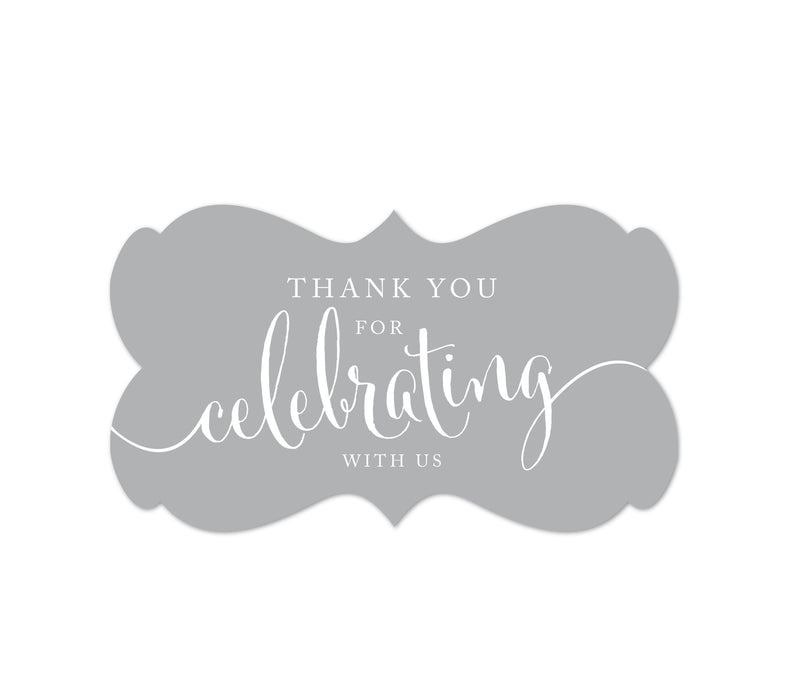 Thank You For Celebrating With Us Fancy Frame Label Stickers-Set of 36-Andaz Press-Ivory-