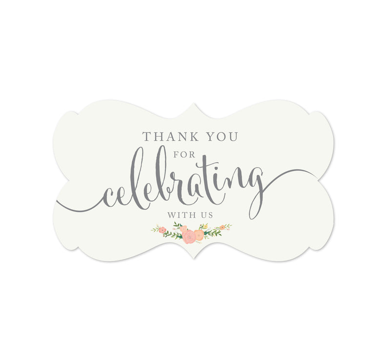 Thank You For Celebrating With Us Fancy Frame Label Stickers-Set of 36-Andaz Press-Ivory-