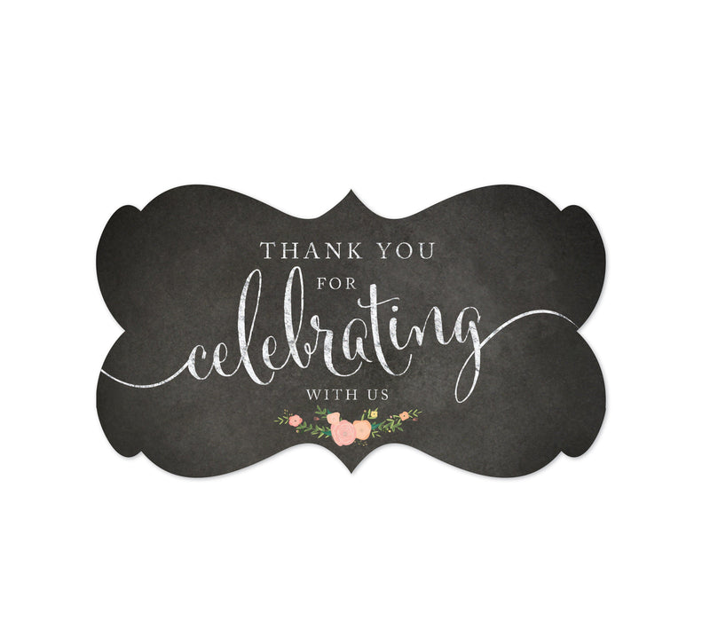 Thank You For Celebrating With Us Fancy Frame Label Stickers-Set of 36-Andaz Press-Ivory-