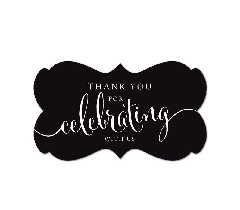 Thank You For Celebrating With Us Fancy Frame Label Stickers-Set of 36-Andaz Press-Black-