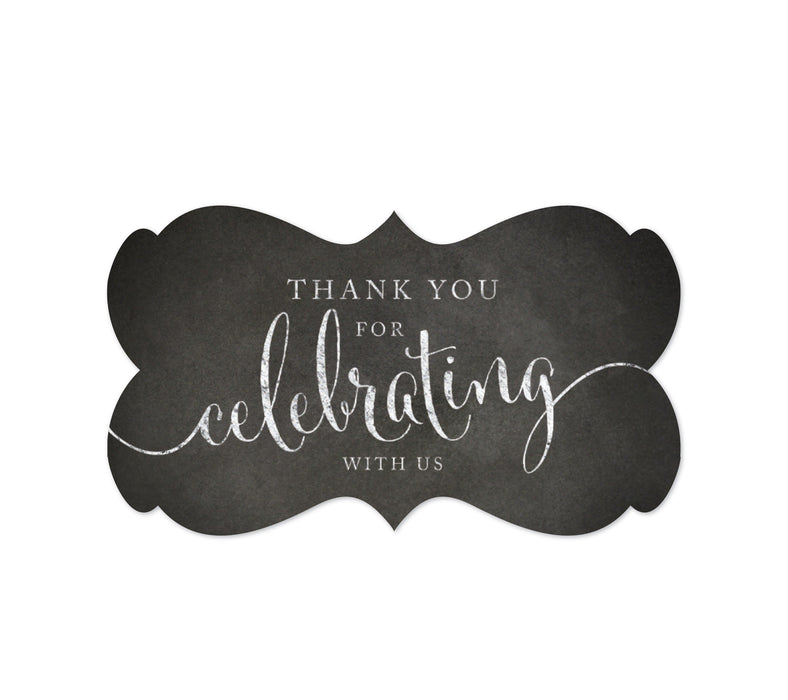 Thank You For Celebrating With Us Fancy Frame Label Stickers-Set of 36-Andaz Press-Chalkboard Print-