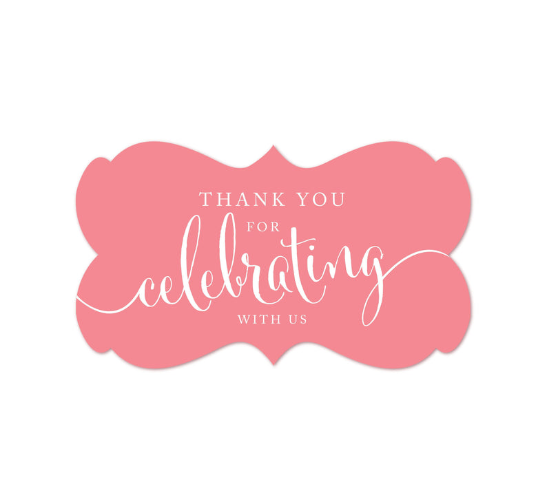 Thank You For Celebrating With Us Fancy Frame Label Stickers-Set of 36-Andaz Press-Coral-
