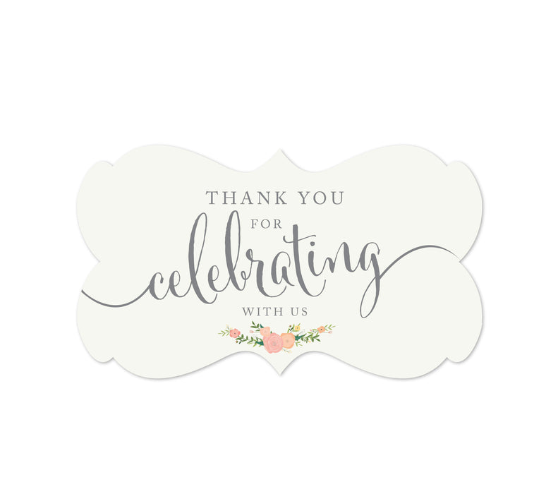 Thank You For Celebrating With Us Fancy Frame Label Stickers-Set of 36-Andaz Press-Floral Roses-