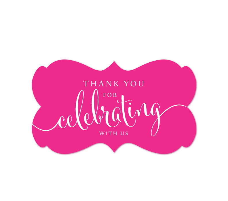 Thank You For Celebrating With Us Fancy Frame Label Stickers-Set of 36-Andaz Press-Fuchsia-