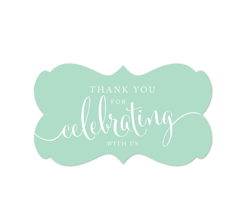 Thank You For Celebrating With Us Fancy Frame Label Stickers-Set of 36-Andaz Press-Mint Green-