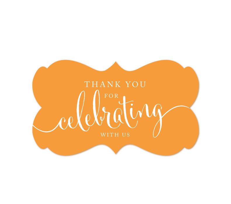 Thank You For Celebrating With Us Fancy Frame Label Stickers-Set of 36-Andaz Press-Orange-