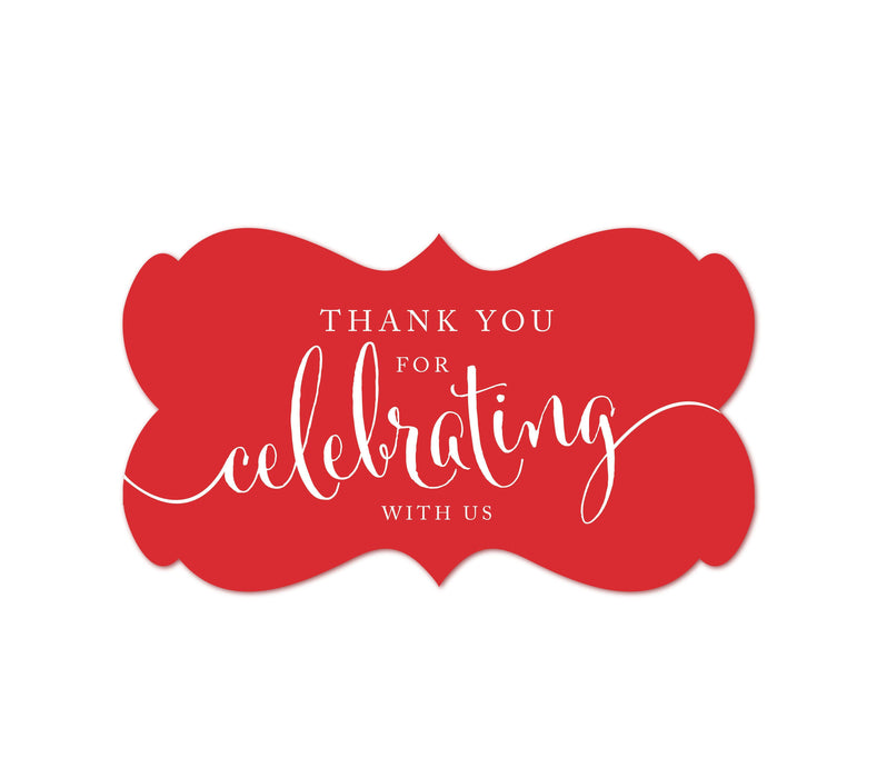Thank You For Celebrating With Us Fancy Frame Label Stickers-Set of 36-Andaz Press-Red-