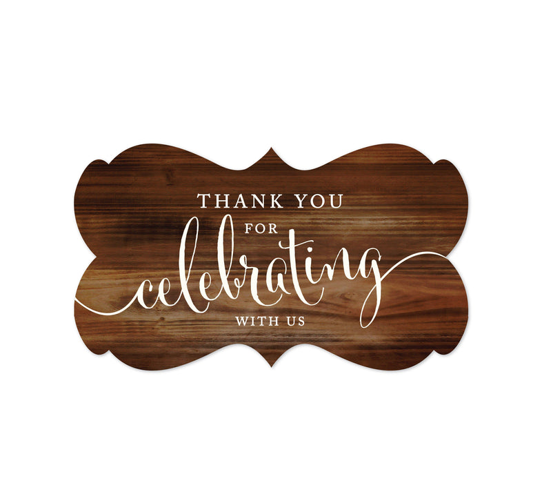 Thank You For Celebrating With Us Fancy Frame Label Stickers-Set of 36-Andaz Press-Rustic Wood Print-