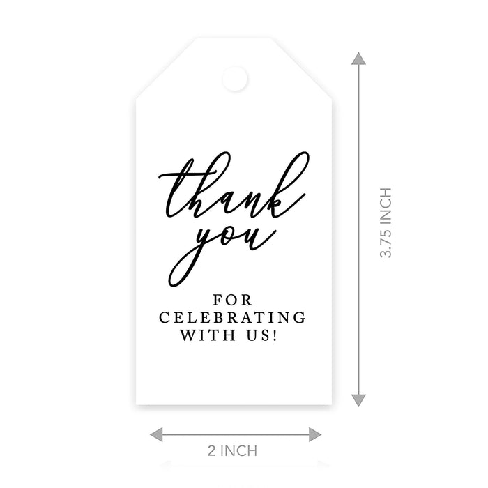 Thank You For Celebrating With Us Favor Tags, Cardstock Gift Tags with Bakers Twine 2 x 3.75-Inches-Set of 100-Andaz Press-Minimal Modern-
