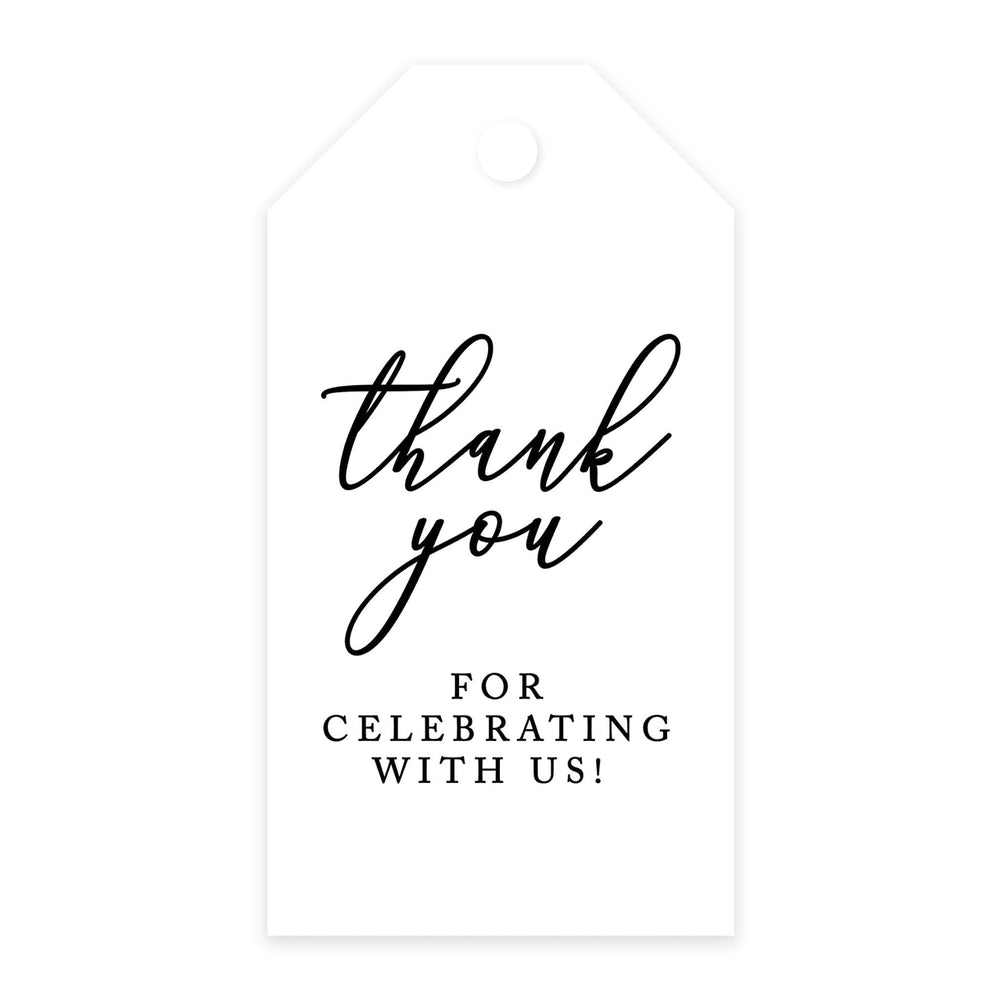 Thank You For Celebrating With Us Favor Tags, Cardstock Gift Tags with Bakers Twine 2 x 3.75-Inches-Set of 100-Andaz Press-Minimal Modern-