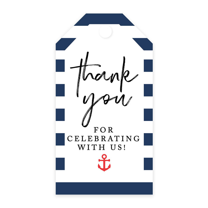 Thank You For Celebrating With Us Favor Tags, Cardstock Gift Tags with Bakers Twine 2 x 3.75-Inches-Set of 100-Andaz Press-Nautical Beach-
