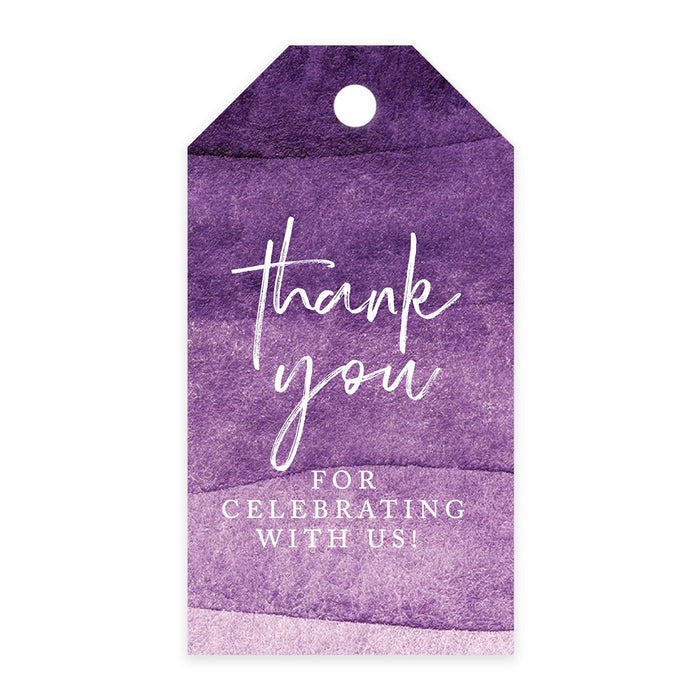 Thank You For Celebrating With Us Favor Tags, Cardstock Gift Tags with Bakers Twine 2 x 3.75-Inches-Set of 100-Andaz Press-Purple Ombre Watercolor-