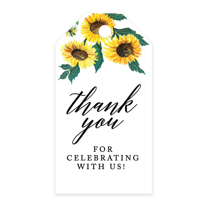 Thank You For Celebrating With Us Favor Tags, Cardstock Gift Tags with Bakers Twine 2 x 3.75-Inches-Set of 100-Andaz Press-Sunflowers-