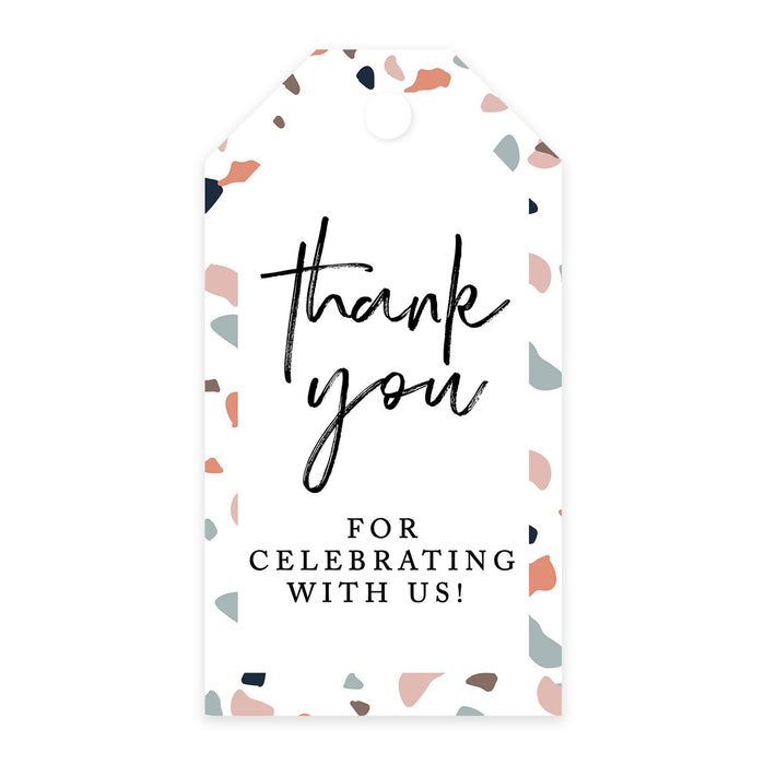 Thank You For Celebrating With Us Favor Tags, Cardstock Gift Tags with Bakers Twine 2 x 3.75-Inches-Set of 100-Andaz Press-Terrazzo-