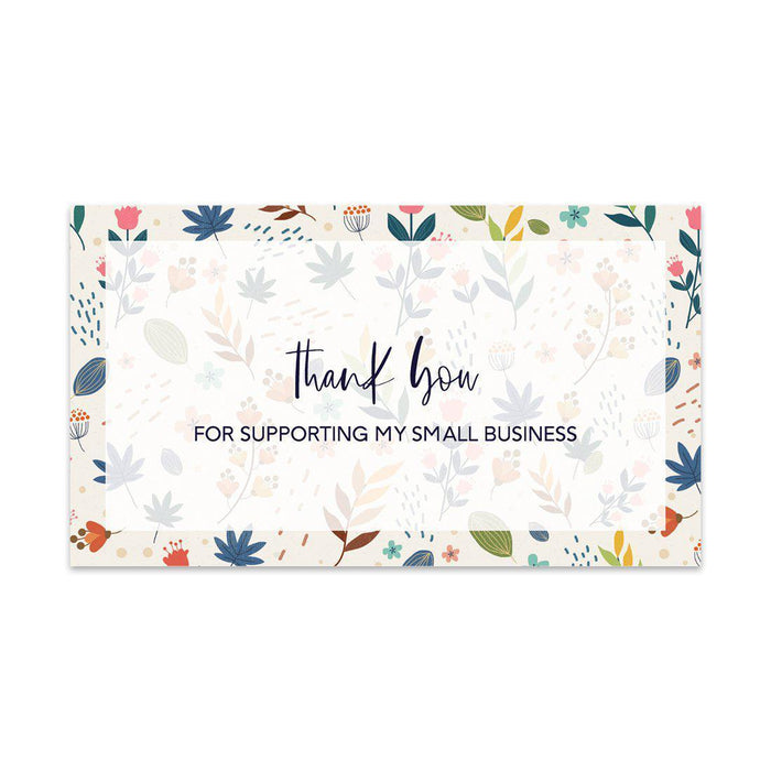 Thank You For Supporting My Small Business Cards, Business Card for Small Business Owners Design 2-Set of 100-Andaz Press-Abstract Flowers and Leaves-