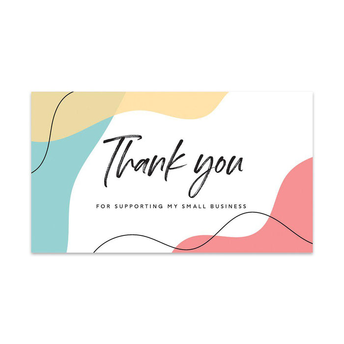 Thank You For Supporting My Small Business Cards, Business Card for Small Business Owners Design 2-Set of 100-Andaz Press-Coral and Yellow Abstract Shapes-