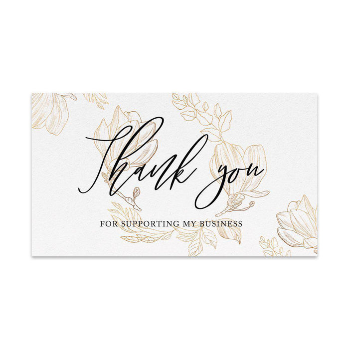 Thank You For Supporting My Small Business Cards, Business Card for Small Business Owners Design 2-Set of 100-Andaz Press-Minimal Line Blooms-
