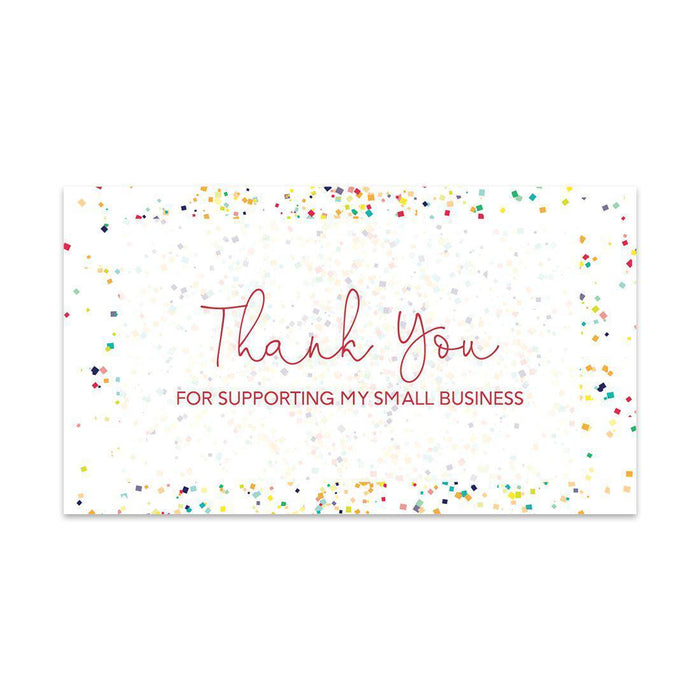 Thank You For Supporting My Small Business Cards, Business Card for Small Business Owners Design 2-Set of 100-Andaz Press-Sprinkled Confetti-