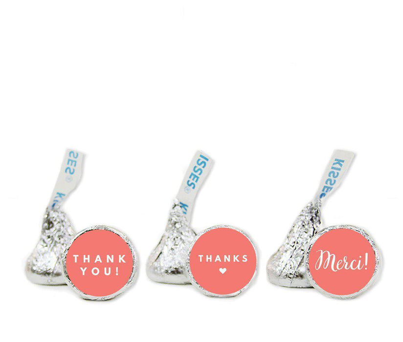 Thank You Hershey's Kisses Stickers-Set of 216-Andaz Press-Coral-
