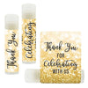 Thank You for Celebrating with US, Lip Balm Favors-Set of 12-Andaz Press-Faux Gold Glitter Shimmer-