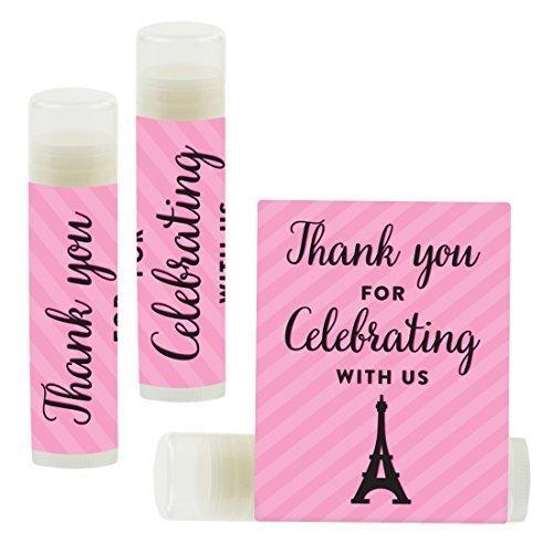 Thank You for Celebrating with US, Lip Balm Favors-Set of 12-Andaz Press-Paris Eiffel Tower-
