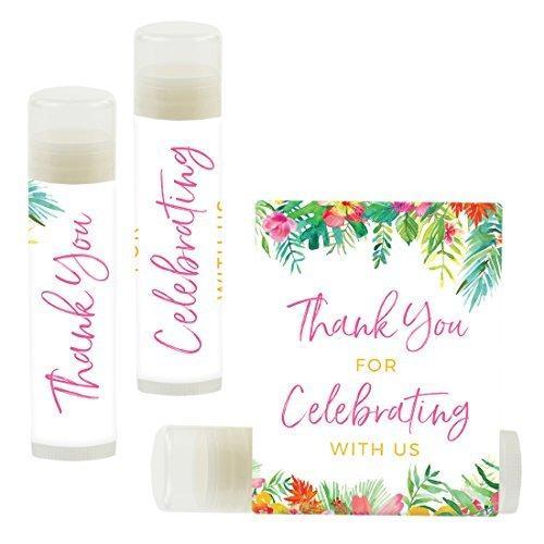 Thank You for Celebrating with US, Lip Balm Favors-Set of 12-Andaz Press-Tropical Floral Garden Party-