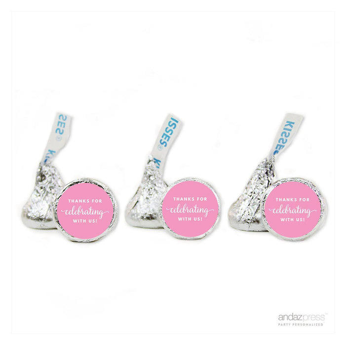 Thanks For Celebrating With Us! Hershey's Kiss Stickers-Set of 216-Andaz Press-Bubblegum Pink-