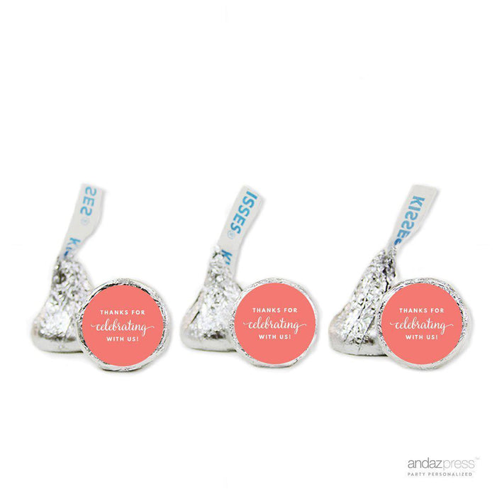 Thanks For Celebrating With Us! Hershey's Kiss Stickers-Set of 216-Andaz Press-Coral-
