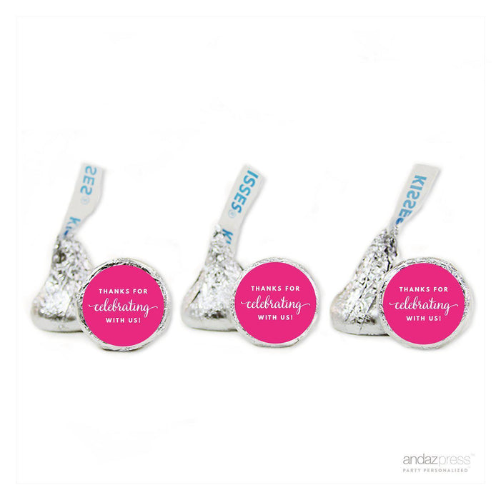 Thanks For Celebrating With Us! Hershey's Kiss Stickers-Set of 216-Andaz Press-Fuchsia-