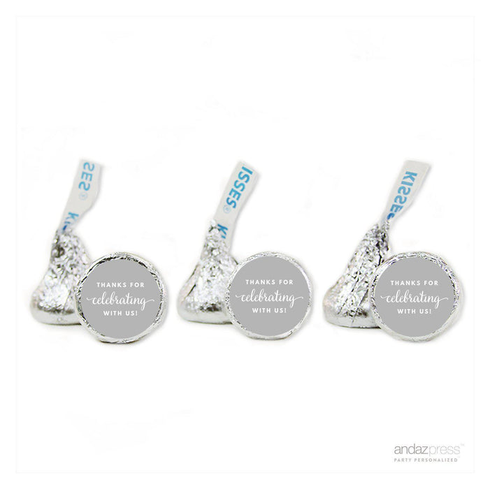 Thanks For Celebrating With Us! Hershey's Kiss Stickers-Set of 216-Andaz Press-Gray-
