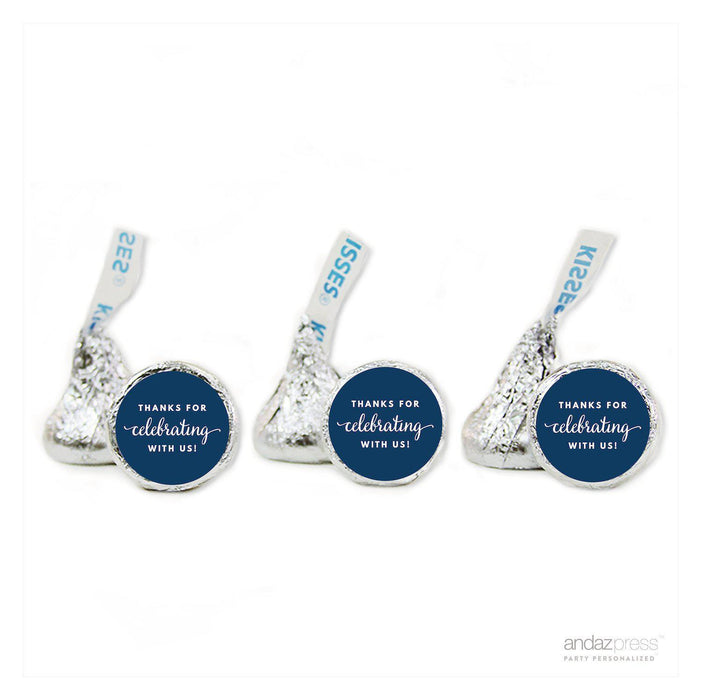 Thanks For Celebrating With Us! Hershey's Kiss Stickers-Set of 216-Andaz Press-Navy Blue-