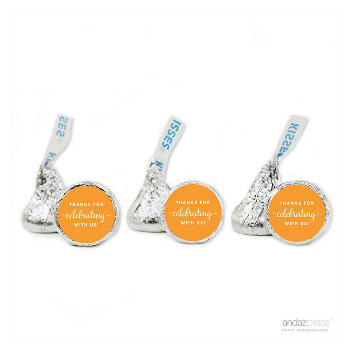 Thanks For Celebrating With Us! Hershey's Kiss Stickers-Set of 216-Andaz Press-Orange-