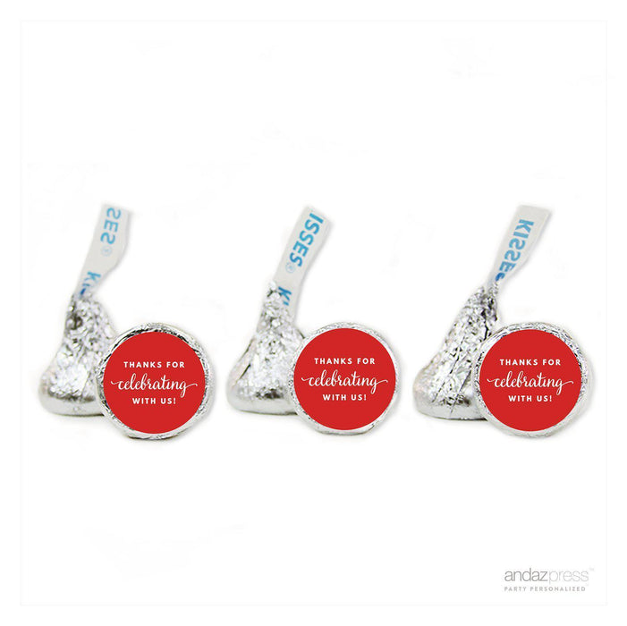 Thanks For Celebrating With Us! Hershey's Kiss Stickers-Set of 216-Andaz Press-Red-