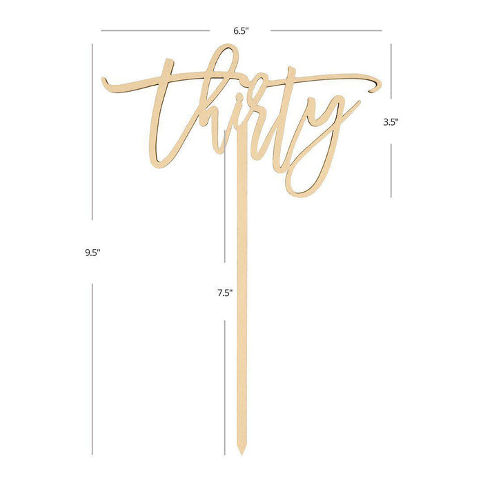 Thirty Laser Cut Wood Cake Topper-Set of 1-Andaz Press-