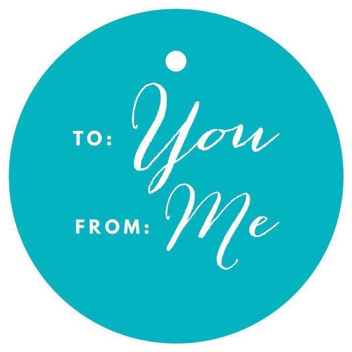 To / From Circle Gift Tags, Chic Style-Set of 24-Andaz Press-Aqua-