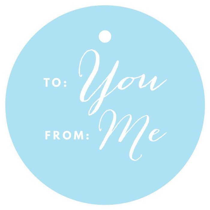 To / From Circle Gift Tags, Chic Style-Set of 24-Andaz Press-Baby Blue-
