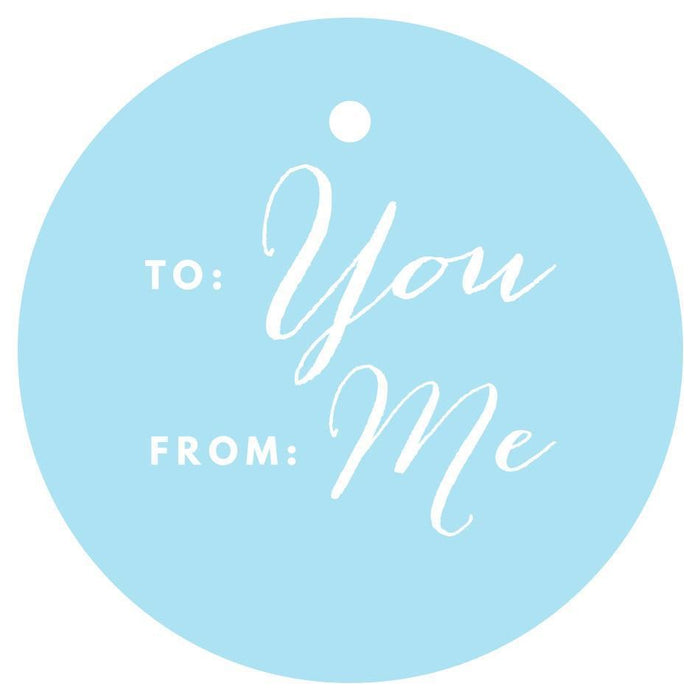 To / From Circle Gift Tags, Chic Style-Set of 24-Andaz Press-Baby Blue-