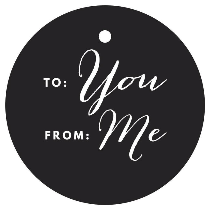 To / From Circle Gift Tags, Chic Style-Set of 24-Andaz Press-Black-